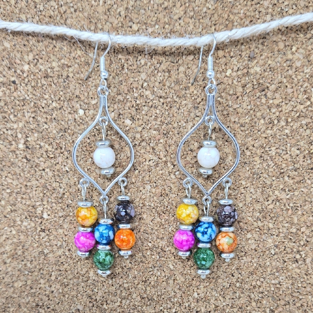 Vibrant Multicolor Beaded Dangle Earrings